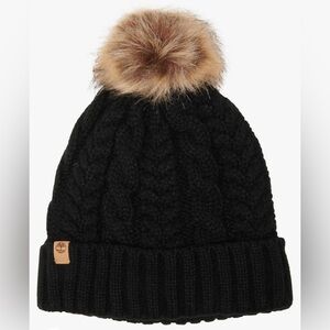 NWT Timberland Women`s Cable Knit Cuff Pom Beanie